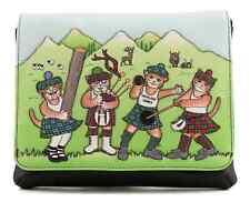 Mala Leather Highland Games Black Midi Cross Body Shoulder Handbag + Dust Bag