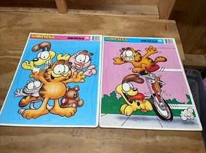 2 Rompecabezas de 24 piezas de bandeja con marco Garfield marca dorada vintage 1978 y 1980 - Imagen 1 de 3