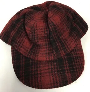 VTG Woolrich Red Buffalo Plaid Wool Trapper Cap 1950s Hunting Hat Ear Flaps USA - Picture 1 of 3