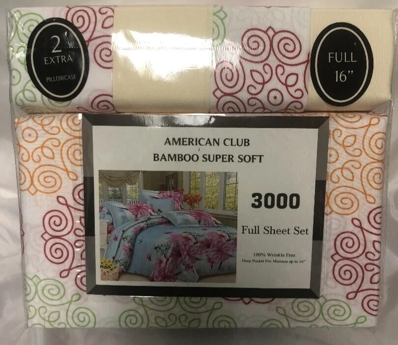 Juego de sábanas BAMBÚ SERIE 3000 6 piezas, TAMAÑO COMPLETO, bolsillo profundo 102 regalo navideño Foto 1 de 4