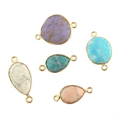 花式绿松石镀金 DIY 双扣制作连接器 6 件装 — 第 1/4 张图片