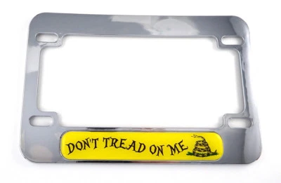 Don't Tread on Me flag Motorcycle Bike ABS Chrome Plated License Plate Frame Foto 1 de 2