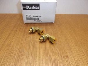 (Qty.2) Parker Brass 90 Deg Elbow Seal Adapter 1/8" BSPP Pipe X 6 MM Tube OD - Picture 1 of 6