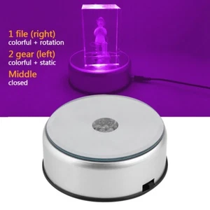 7 Colours Electric Colorful Rotating Lamp Base Light Stand Led Crystals Display - Picture 1 of 12