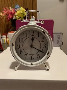 Mainstays Vantage White Metal Tabletops Clock - Picture 1 of 3