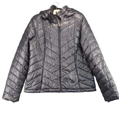 Chaqueta Tek Gear Warm Tek Puffer Para Hombre Grande Manga Larga Negra Cremallera Completa Con Capucha Foto 1 de 4
