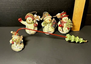 Home Interiors Schneemann Freunde Set Christbaumschmuck Kerze Schnüffler Harz - Bild 1 von 17
