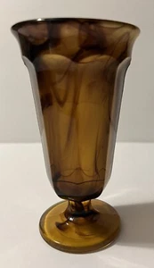 Amber Cloud Glass Vase Davidson Brown Clear Slag 5.5" - Picture 1 of 9