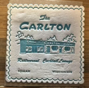 The Carlton Tomah Wisconsin Vintage Advertising Paper Coaster Fine Food - Picture 1 of 3