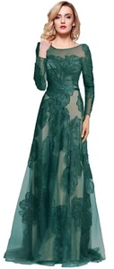 SPECIAL OCCASION Formal SHEER Embroidery Floral Long Evening Gown prom dress - Picture 1 of 4