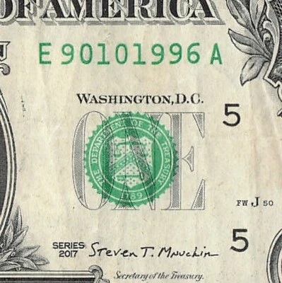 SEP 10 1996 Date Note Fancy Serial Number One Dollar Bill 09 10 1996 - Image 1 of 4