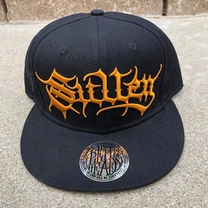 SULLEN ART COLLECTIVE Snapback Skull Men's Embroidered Cap Black Yellow Wool - Picture 1 of 10
