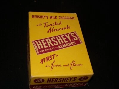 Hershey's Candy Bar Caja Leche Chocolate Almendras Exhibición De Colección [gg556] Foto 1 de 4