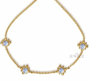 14K Gold 2,40 ct Regenbogen Mondstein vier Blumen Bettelarmband Schmuck - Bild 1 von 3