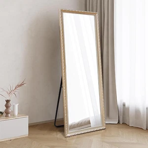 Full Length Mirror 65"×22" Solid Wood Frame Floor Mirror, Full Body Mirror with - Picture 1 of 9