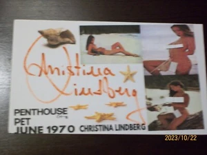 CHRISTINA LINDBERG"PENTHOUSE PET JUNE 1970" SIGNED AUTOGRAPH 3X5 INDEX CARD #348 - Picture 1 of 3