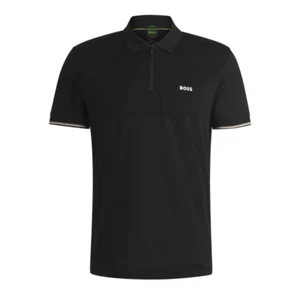 HUGO BOSS MENS POLO PHILIX PIMA BLACK 50538177001 - Picture 1 of 3