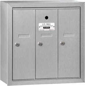 Salsbury Industries 3503SU 3 Door Vertical Mailbox Aluminum Surface Mounted - Picture 1 of 1