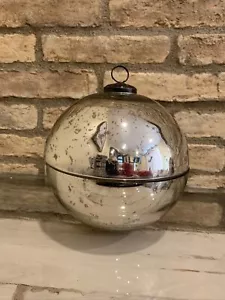 Keramik Scheunenschmuck großer Kerzentopf silber Weihnachtsdeko Quecksilber Glas - Bild 1 von 3