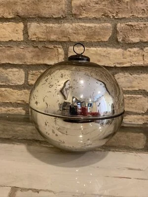 Pottery Barn Ornament Large Candle Pot Silver Christmas Decor Mercury Glass - Image 1 of 3