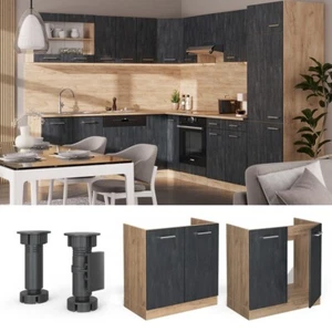 Spülenunterschrank R-Line Schwarz Beton Eiche 80 cm ohne Arbeitsplatte Vicco - Bild 1 von 5