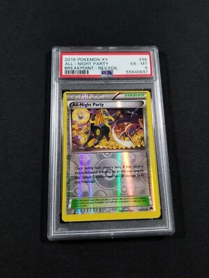 Pokemon Card Reverse Holo All-Night Party 96/122 PSA 6 EX-MT Miscut w/ Print Dot - Image 1 of 4