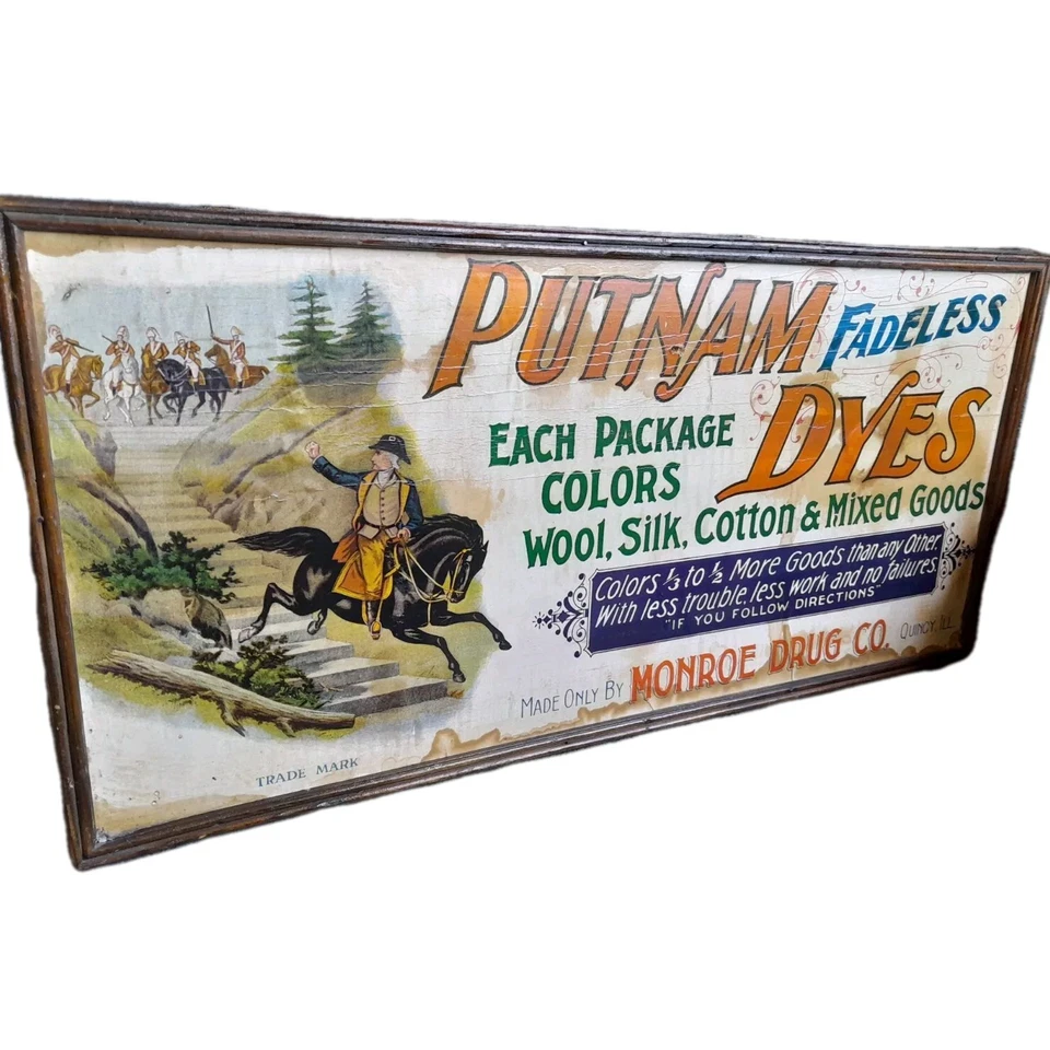 Антикварный деревянный шкаф для красителей Putnam Dyes Monroe Drug Co. - Изображение 1 из 4