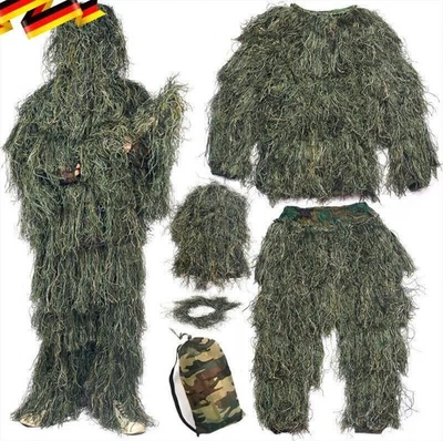MARKENLOS 3D Ghillie Suit Tarnanzug Camo Camouflage Kleidung Jagd aus Jacke Hose Woodland