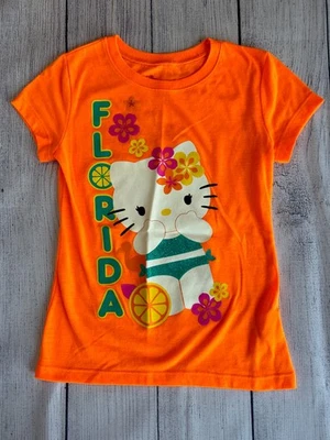 Hello Kitty Sanrio 2013 Florida Niñas Camiseta Neón Naranja Verano Talla S 6/6X Foto 1 de 4