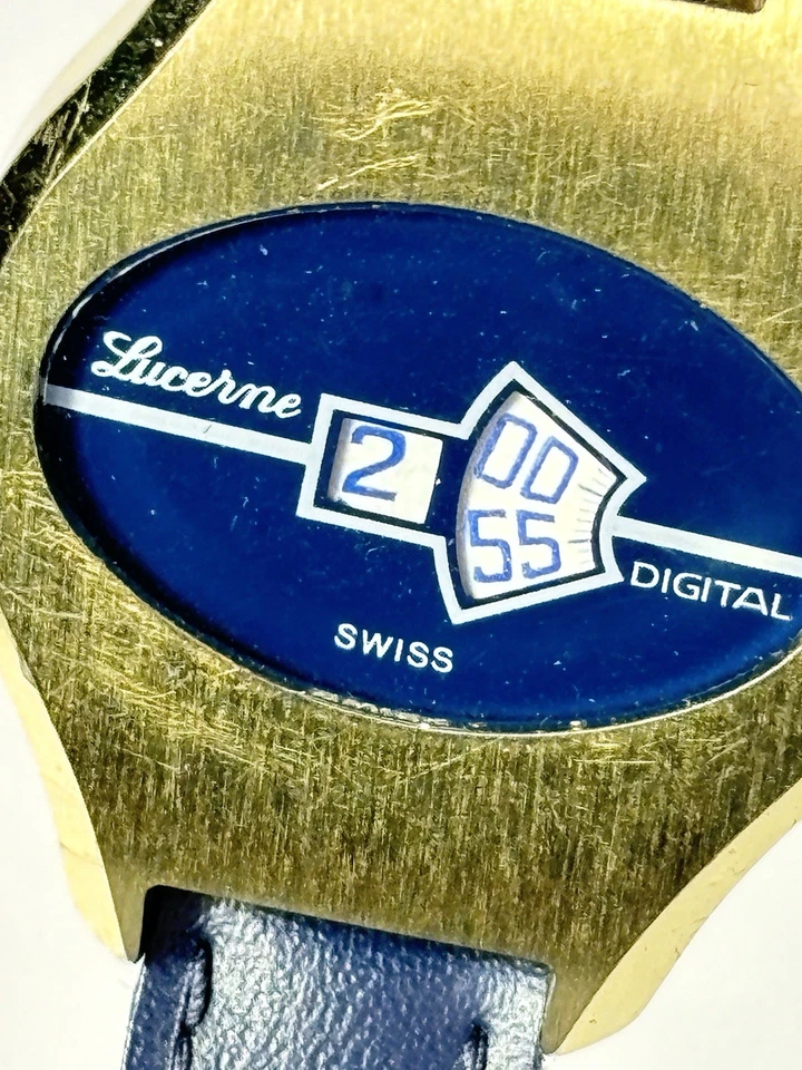 Relógio digital Lucerna Swiss Jump Hour, estilo vintage genuíno, presentes raros para ela - Imagem 1 de 4