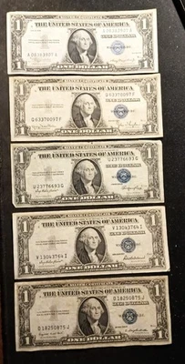 ( 5 ) 1935 $1 Silver Certificate Currency Note, Great Gift, - Image 1 of 4