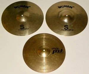 WUHAN S SERIES 14" Top & Bottom Hi-Hat Cymbals ~ 13" PAISTE PST 3 (Bottom) - Picture 1 of 12