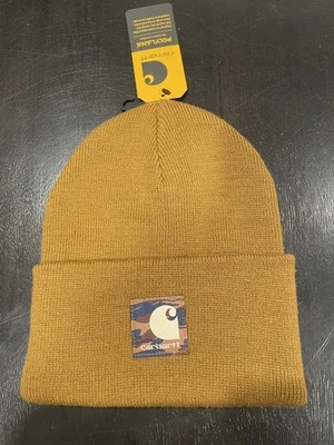 NUEVO CON ETIQUETAS Carhartt Gorro Tejido Gorra Camuflaje Parche MARRÓN AH6336 NUEVO Foto 1 de 4