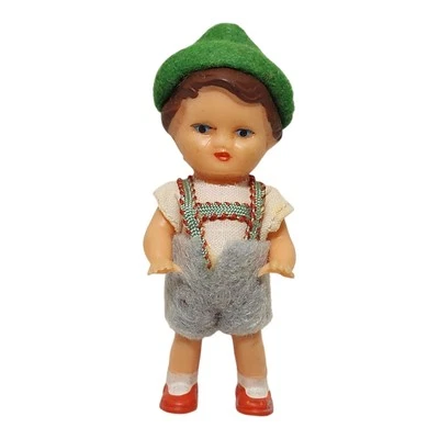 Muñeca Vintage Niño Alemán 3" Vestida con Ropa Tradicional Goma Alemania Foto 1 de 4