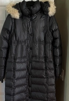 Rudsak... Abrigo acolchado Gunmetal Genie... Capucha extraíble de piel de coyote... Talla L Foto 1 de 4