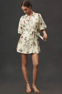 New Anthropologie The Mona Linen Mini Shirt Dress by Maeve sz S - Picture 1 of 7