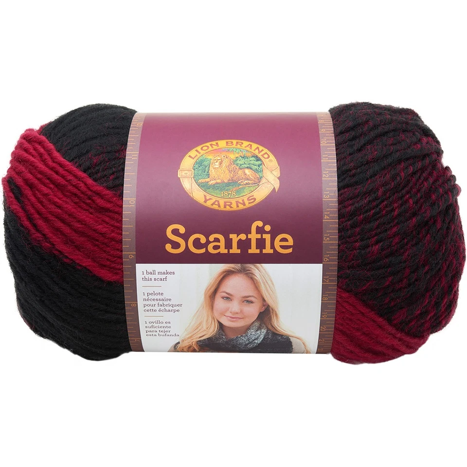 Lion Brand 826-205 Scarfie Yarn-Cranberry/Black (3Pk) - Image 1 of 1