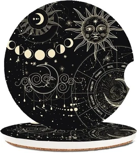 Absorbent Car Coasters 2 Pack for Cup Holders, 2.56" Ceramic Stone & Non-Scratch - Picture 1 of 7