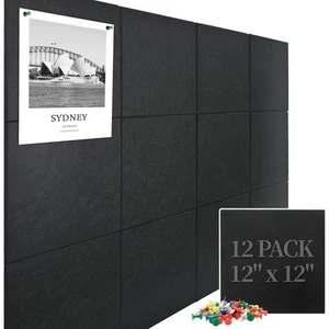 Large Cork Board Felt Wall Tiles, 47"x35" 12 Pack Felt Bulletin Board Pin Boa... - Picture 1 of 6