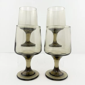 Libbey TAWNY ACCENT Water Wine Glasses (4) Smoked Brown Goblets Superior Cond. - Picture 1 of 14