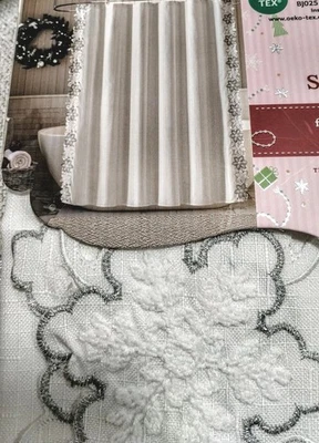 Envogue CORTINA DE DUCHA BORDADA COPOS DE NIEVE Navidad Vacaciones Invierno 72" NUEVA Foto 1 de 4