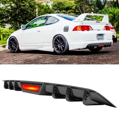 Para Acura RSX 2005-2006 barbatanas de tubarão difusor traseiro para-choque spoiler lábio luzes LED - Imagem 1 de 4