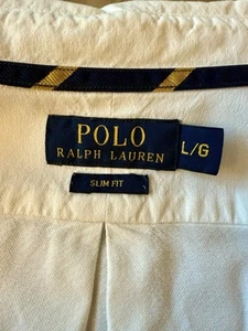 Polo Ralph Lauren Knit Oxford Hemd Slim Fit langarm Baumwolle Weiß Gr. L - Bild 1 von 4