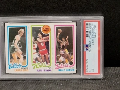 Tarjeta original de novato 1980-81 Topps baloncesto Larry Bird Magic Johnson radiocontrol PSA 5 Foto 1 de 3