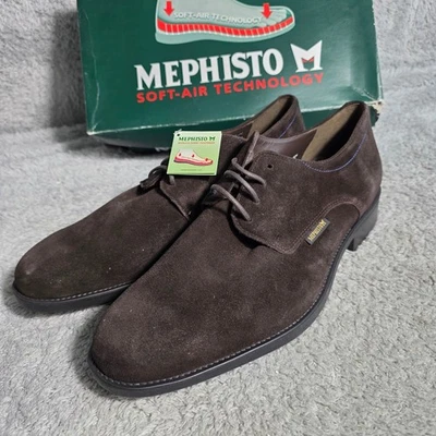 Mephisto Cooper Mens Dark Brown Suede Oxford Lace Up Shoes Loafers Sz 10 NEW - Image 1 of 4