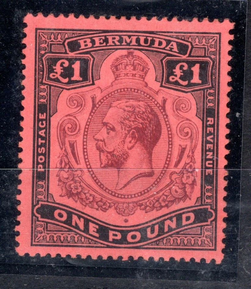 Bermuda 1920 sg 55 £1 purple & black/ red key type high value fine LM - Image 1 of 1