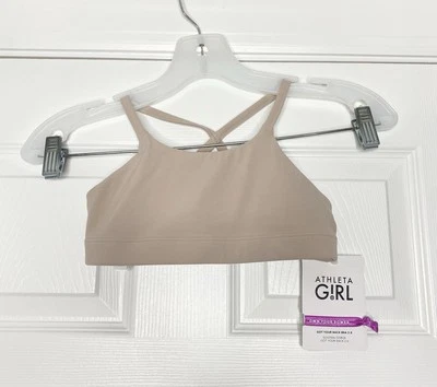 Athleta Girl Got Your Back Sports Bra 2.0 Beige Pink S/7 New - Image 1 of 4