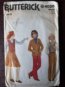 Vintage Butterick 1970 Mädchen Größe 8 Jacken, Culotte und Hosen - Bild 1 von 3
