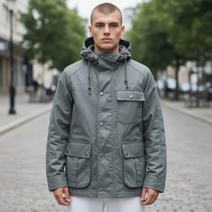 Banana Republic Jacket Black Waxed Cotton Outdoor Field Coat Mens Sm 46" Chest - Picture 1 of 18