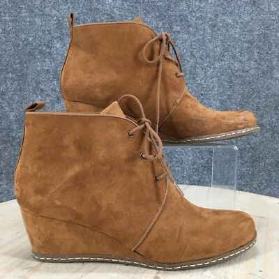 Franco Sarto Botas Mujer 9 M Annabelle Tobillo Cuña Tacones Marrón Tela Con Cordones Foto 1 de 4